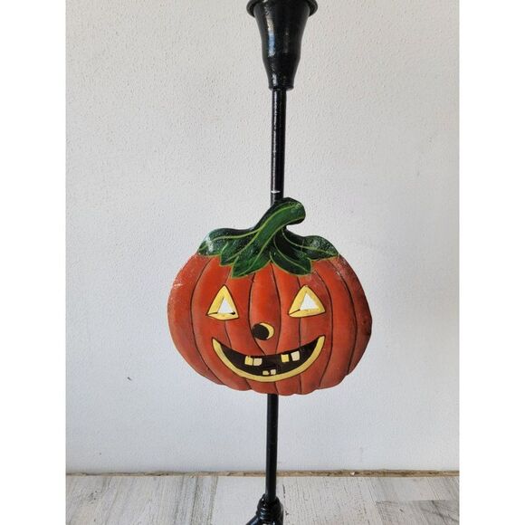 Vintage metal candle stick holder jack-o'-lantern pumpkin Halloween - Picture 2 of 7